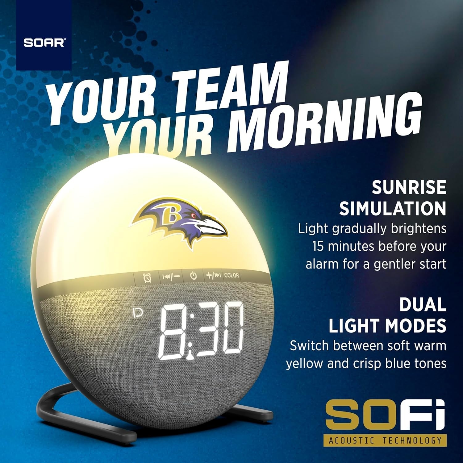 Sunrise Alarm Clock Wake Light LED Digital Display Snooze Bedside Lamp