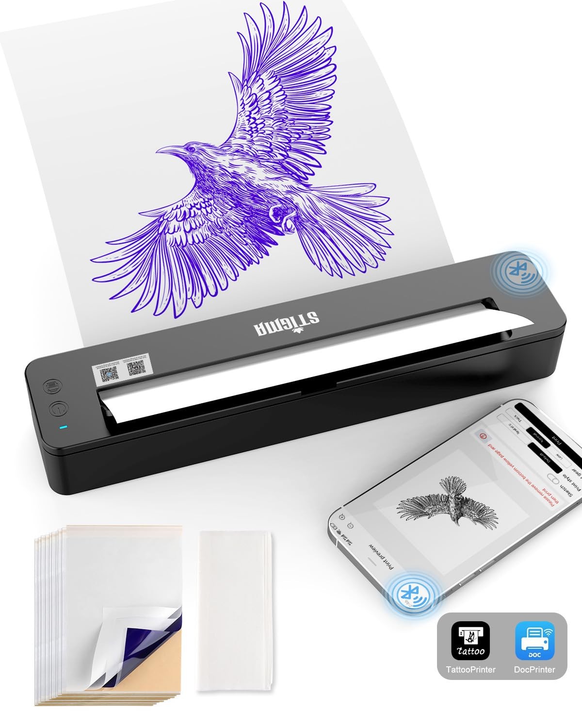 Tattoo Stencil Printer A4 Wireless Thermal Copier Transfer Machine Kit