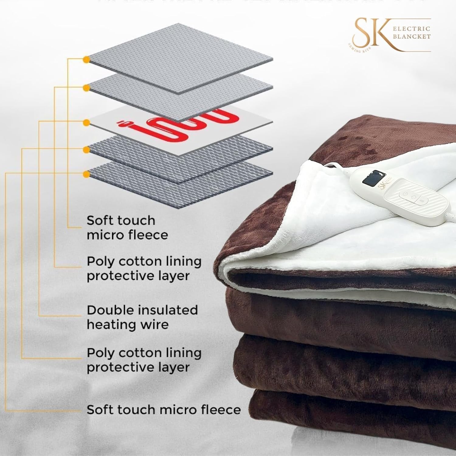 Electric Heated Throw Blanket Large 9 Heat LED Timer Auto Off Washable