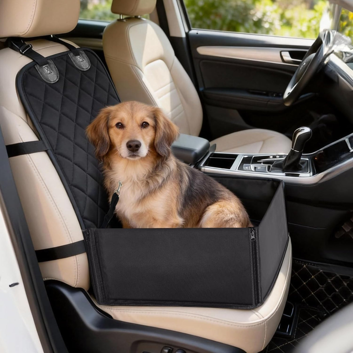 2 in 1 Dog Car Seat Waterproof Booster Travel Bed Safety Basket