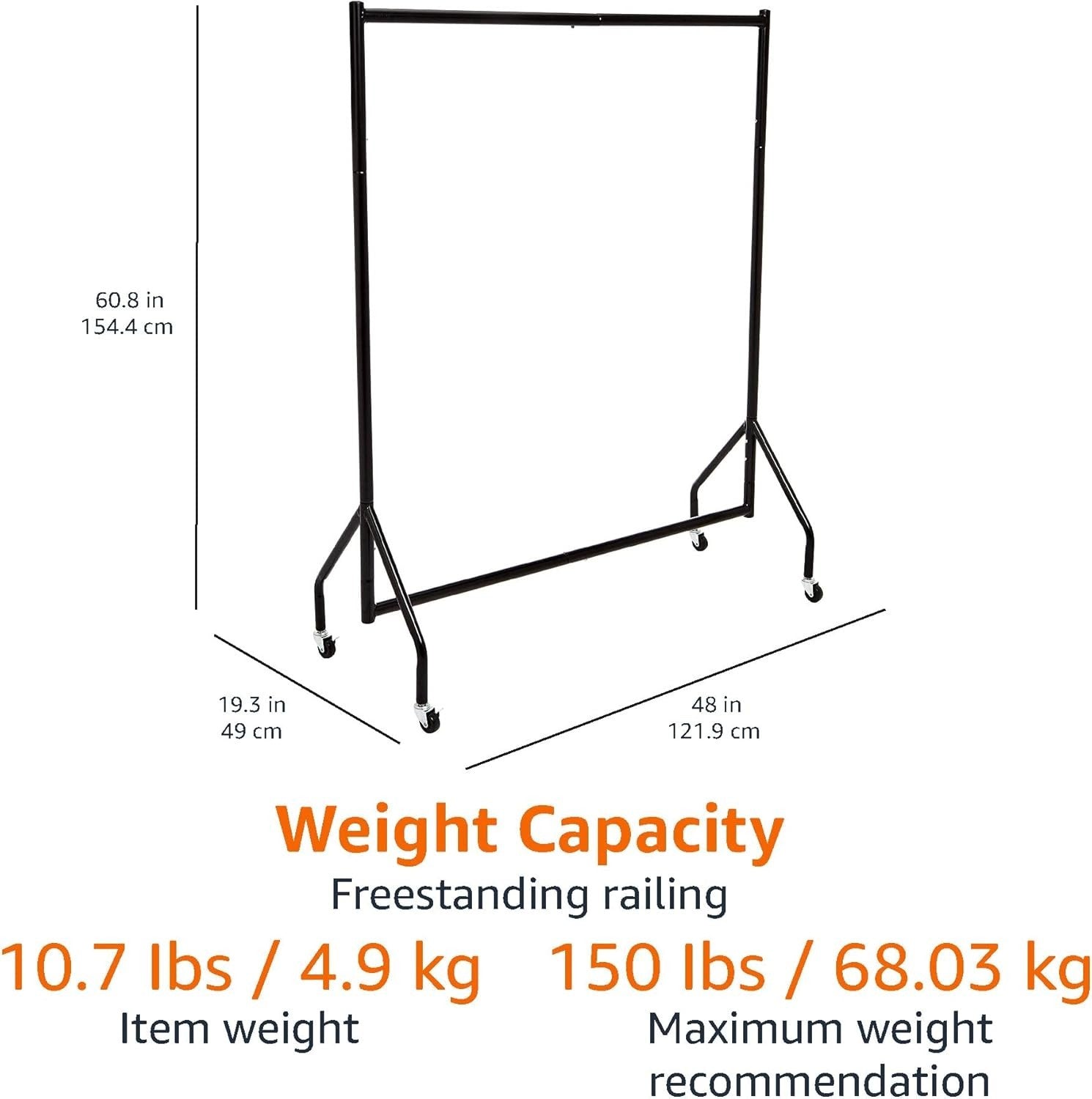 Heavy Duty Clothes Rail 1.21×1.52m Garment Rack Black
