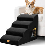 Black 4 Step Dog Ramp 30D Foam Non Slip Stairs 73x40x51cm
