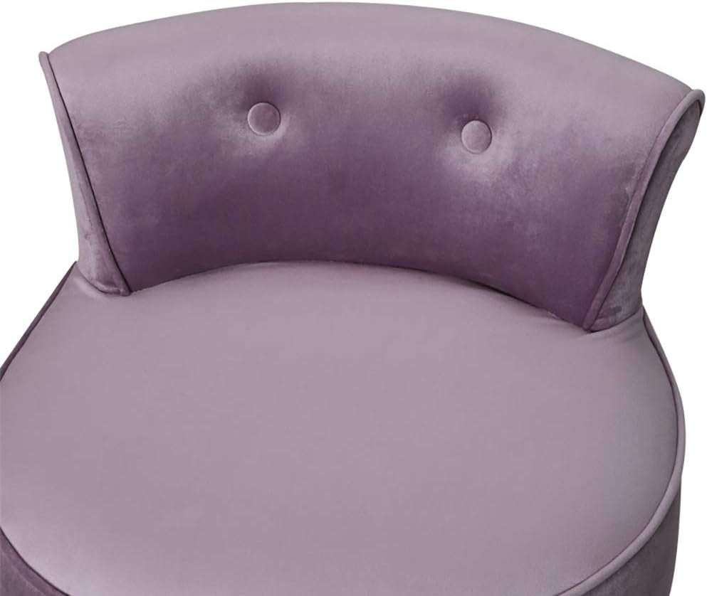 Purple Velvet Low Back Dressing Table Stool with Wooden Legs