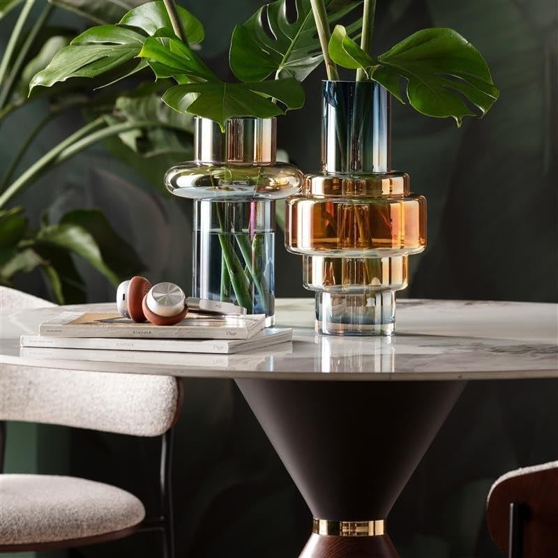 Modern Multicolour Glass Vase Tall Statement Ring Design Table Decor