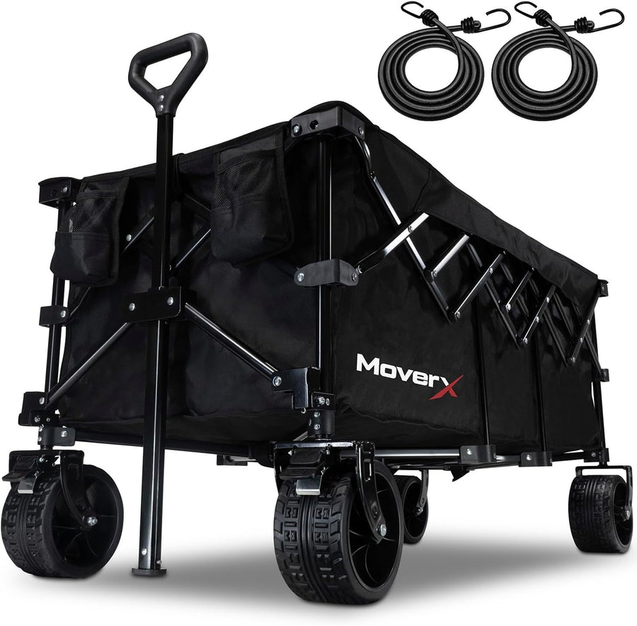 300L Folding Wagon Trolley All-Terrain Wheels Adjustable Handle Camping Cart