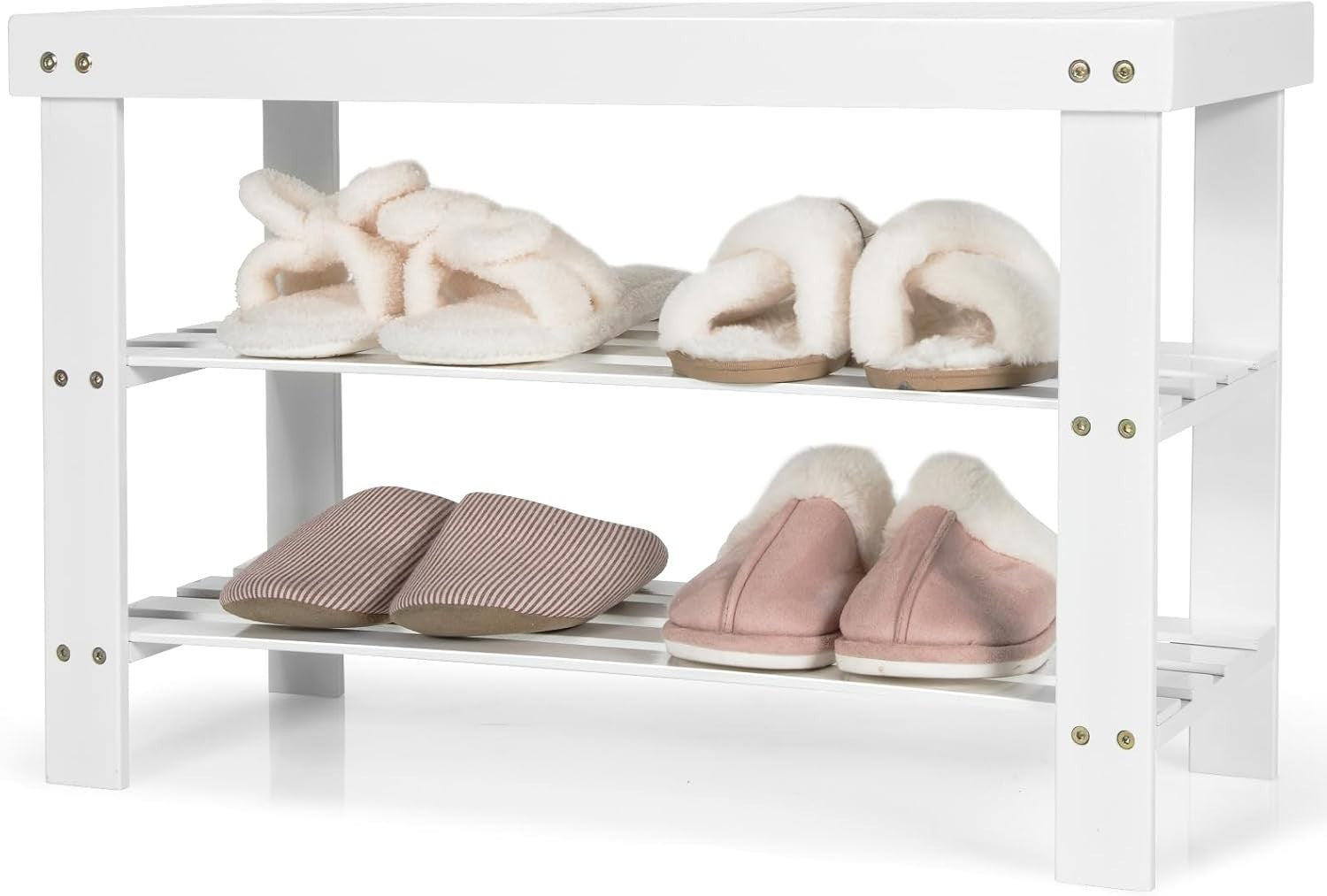 3-Tier Bamboo Shoe Storage Bench with Seat for Entryway & Hallway