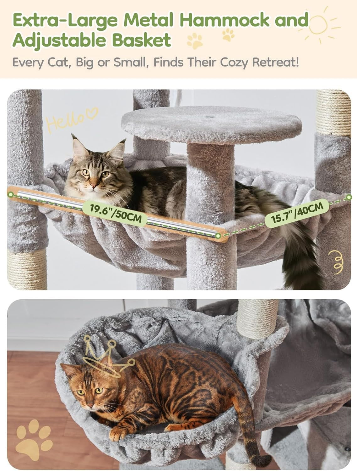 Large Cat Tree Tower 193cm Multi Level Scratching Post Condo Indoor Cats