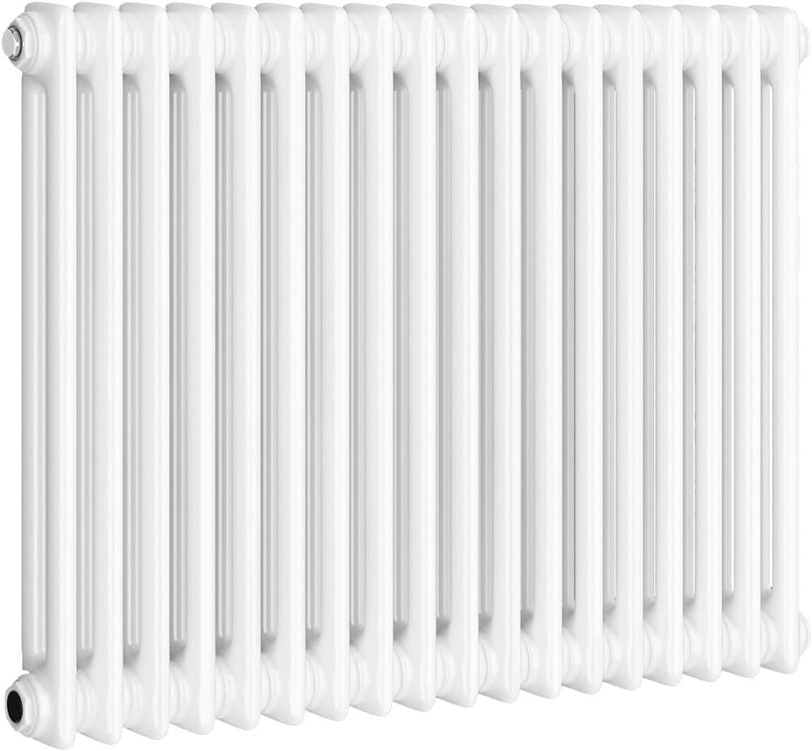 Horizontal Cast Iron Radiator 600x830mm Double Panel White Heating