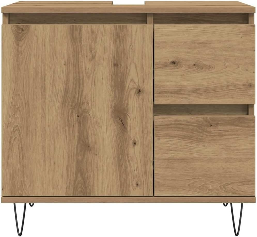 Modern Bathroom Vanity Cabinet Artisan Oak Storage Unit 65cm Under Sink Cupboard