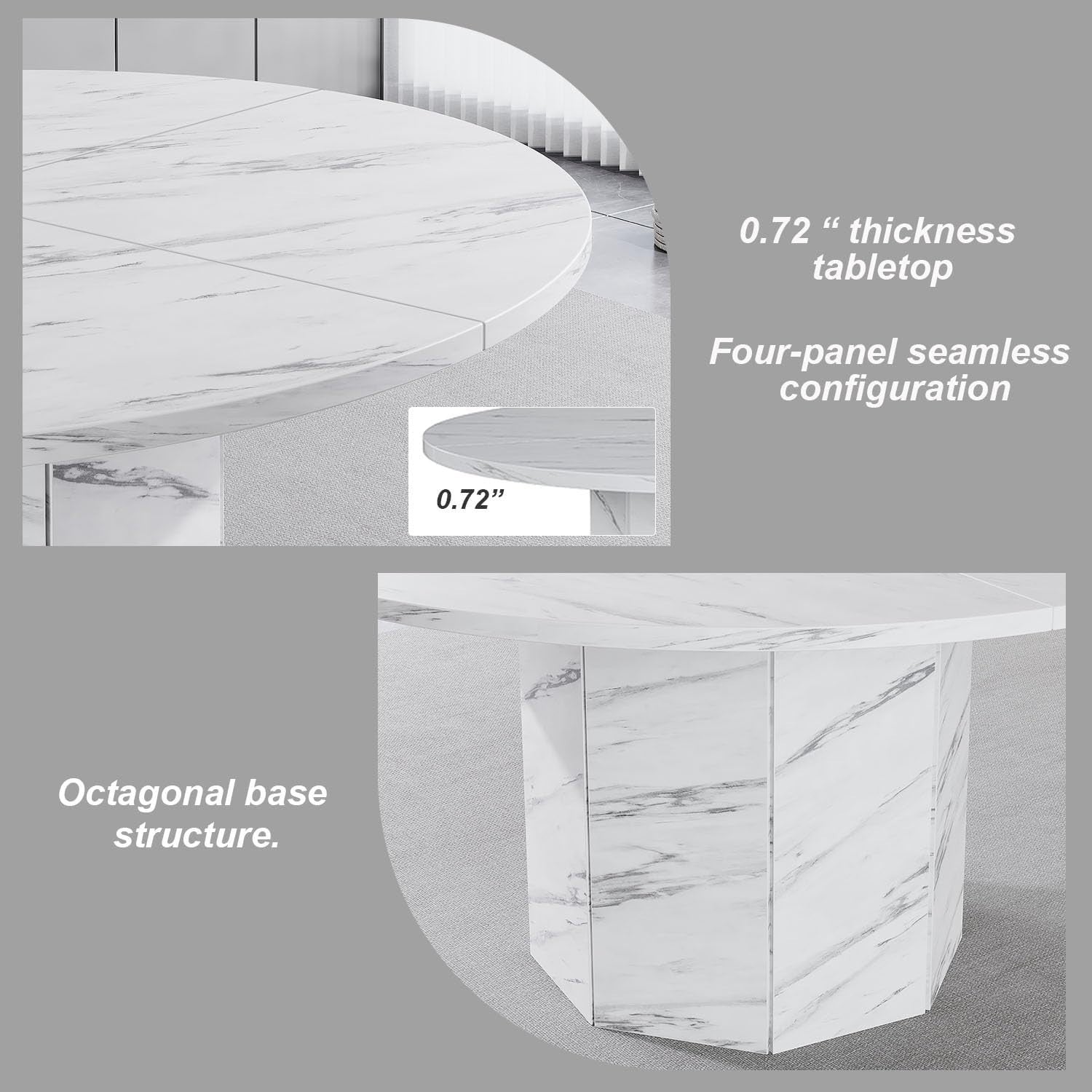 White Faux Marble Dining Table 4-6 Seater Modern Kitchen 120cm