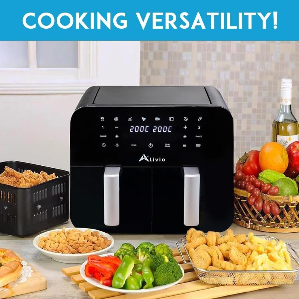 9L Dual Basket Air Fryer | 12 Presets, Visual Window, 2400W, Low-Oil Family Size