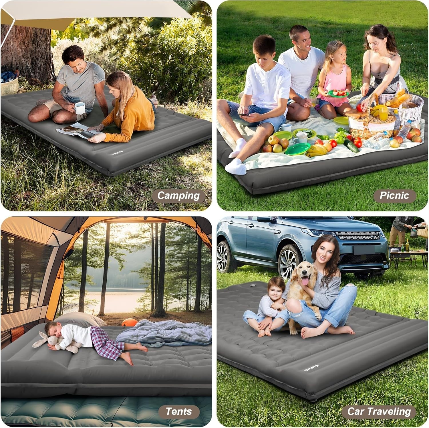Ultralight Inflatable Camping Sleeping Pad with Built-In Pump & Pillow Double Be