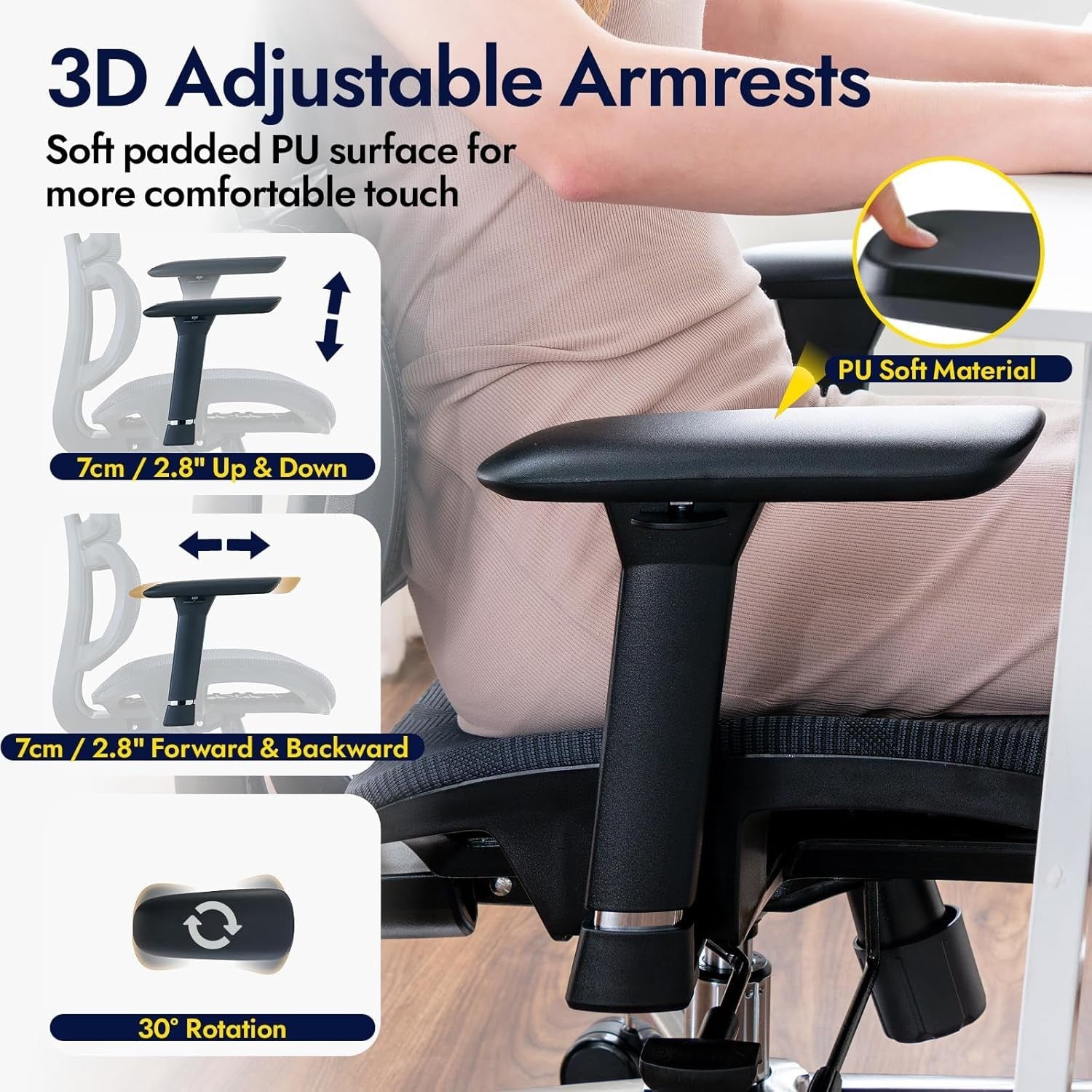 Ergonomic Office Chair Mesh Back Reclining Desk Chair Lumbar Support Big & Tall