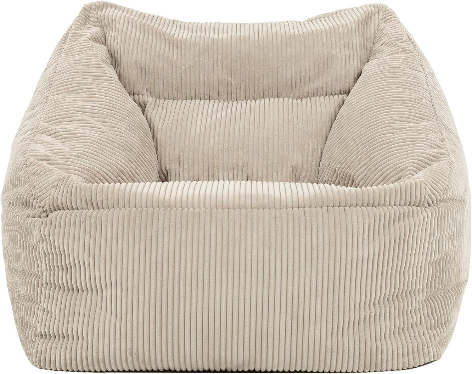 Beige Cord Bean Bag Chair Adult Sofa Seat Lounge Armchair for Home & Gaming