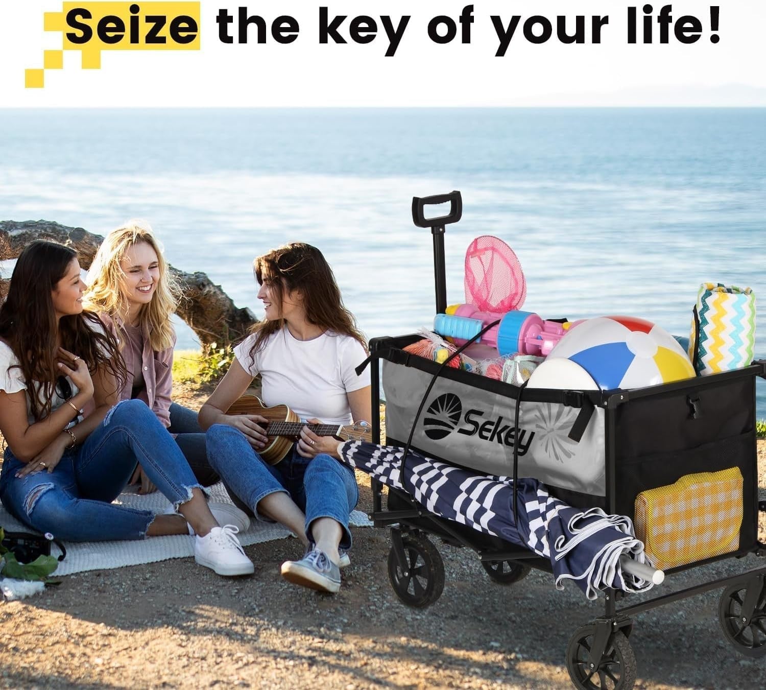 Heavy Duty Folding Festival Trolley with Brake 330lb All Terrain Camping