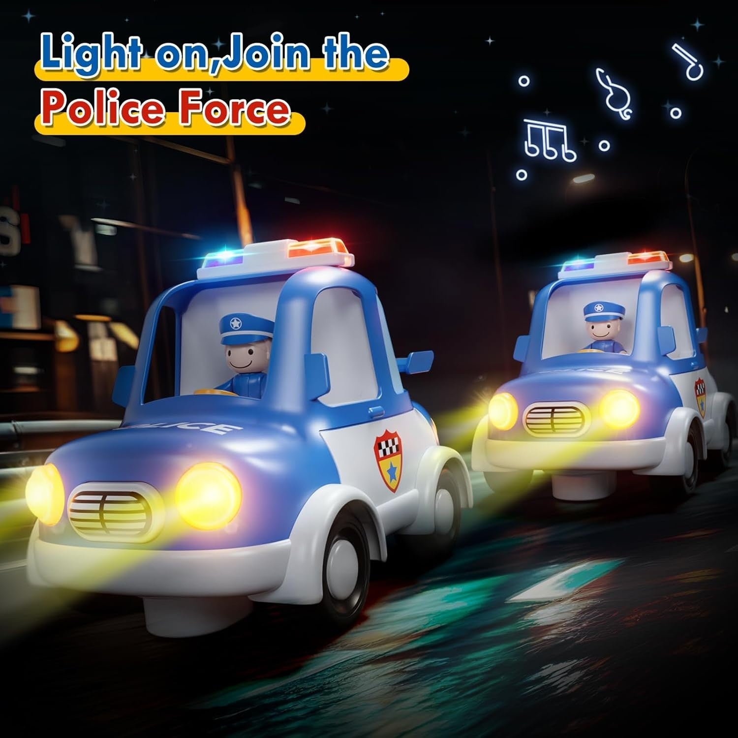 RC Police Car Toy for Toddlers 2 3 4 Boys Girls | Lights Music Rechargeable Gift