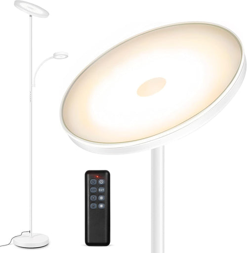 LED Floor Lamp with Reading Light Dimmable Remote Touch Uplighter White