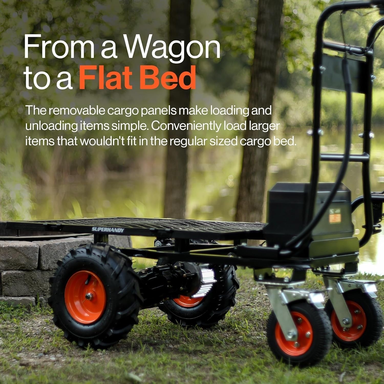 48V Electric Power Wagon Heavy Duty Utility Cart 300kg Load 1000kg Hauling