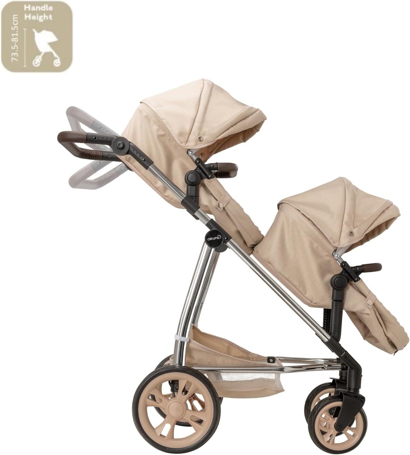 Celuna Total Twin Dolls Pram Stroller 9-in-1 Adjustable Handle Pretend Play