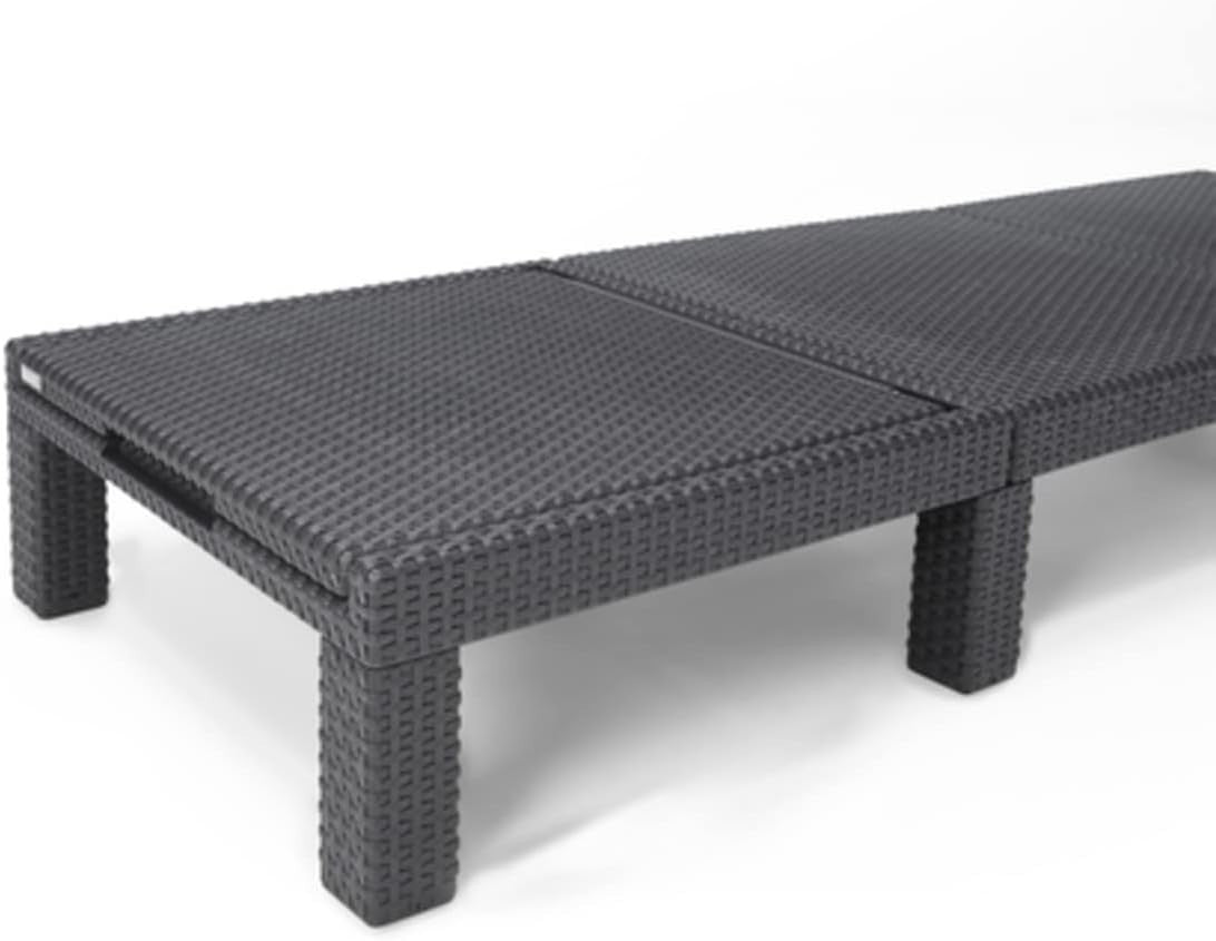 Rattan Effect Sun Lounger with Cushion Reclining Adjustable Garden Chair Grey