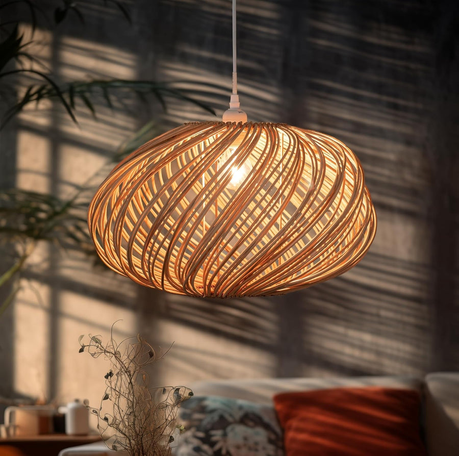 Natural Rattan Lampshade 45cm Boho Wicker Pendant Ceiling Light Shade