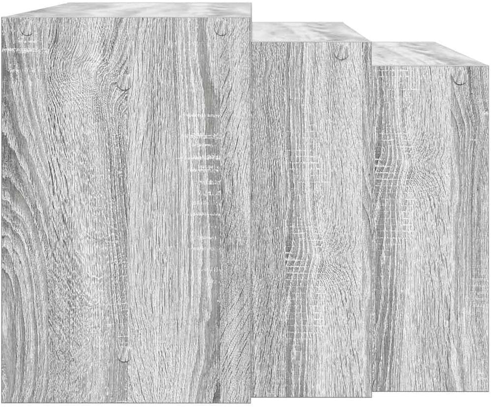 Grey Nesting End Side Tables Set of 3 Modern Space Saving Durable Engineered Woo
