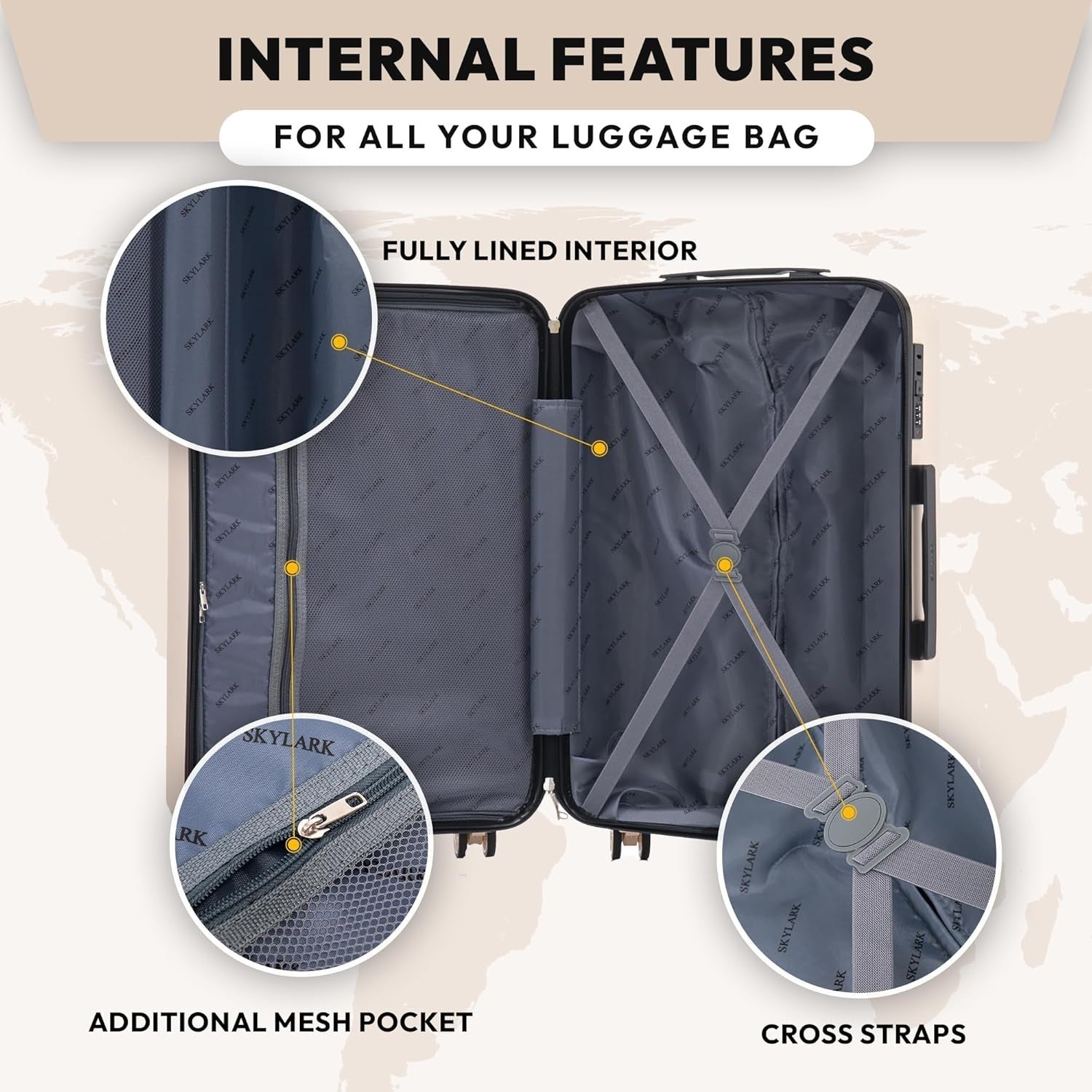 Medium ABS Check In Suitcase 24 Inch Lightweight Hard Shell 4 Spinner