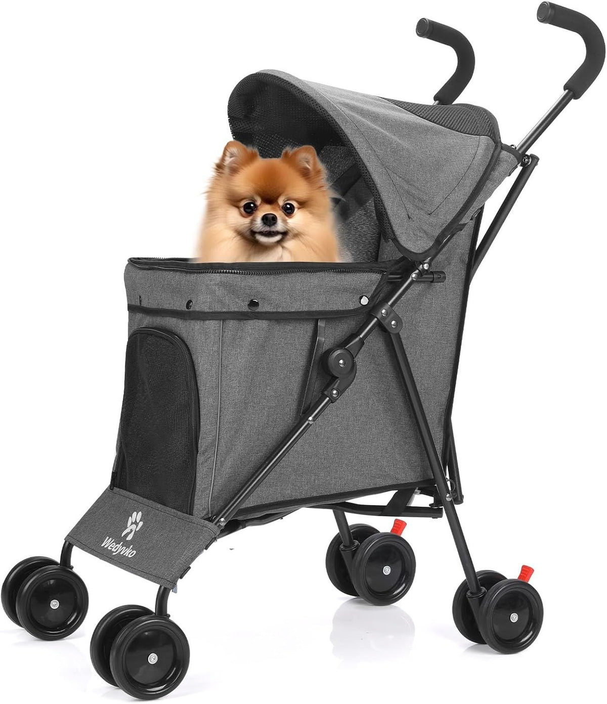 3 in 1 Pet Stroller Folding Dog Cat Pushchair 4 Wheel Travel Pram Grey