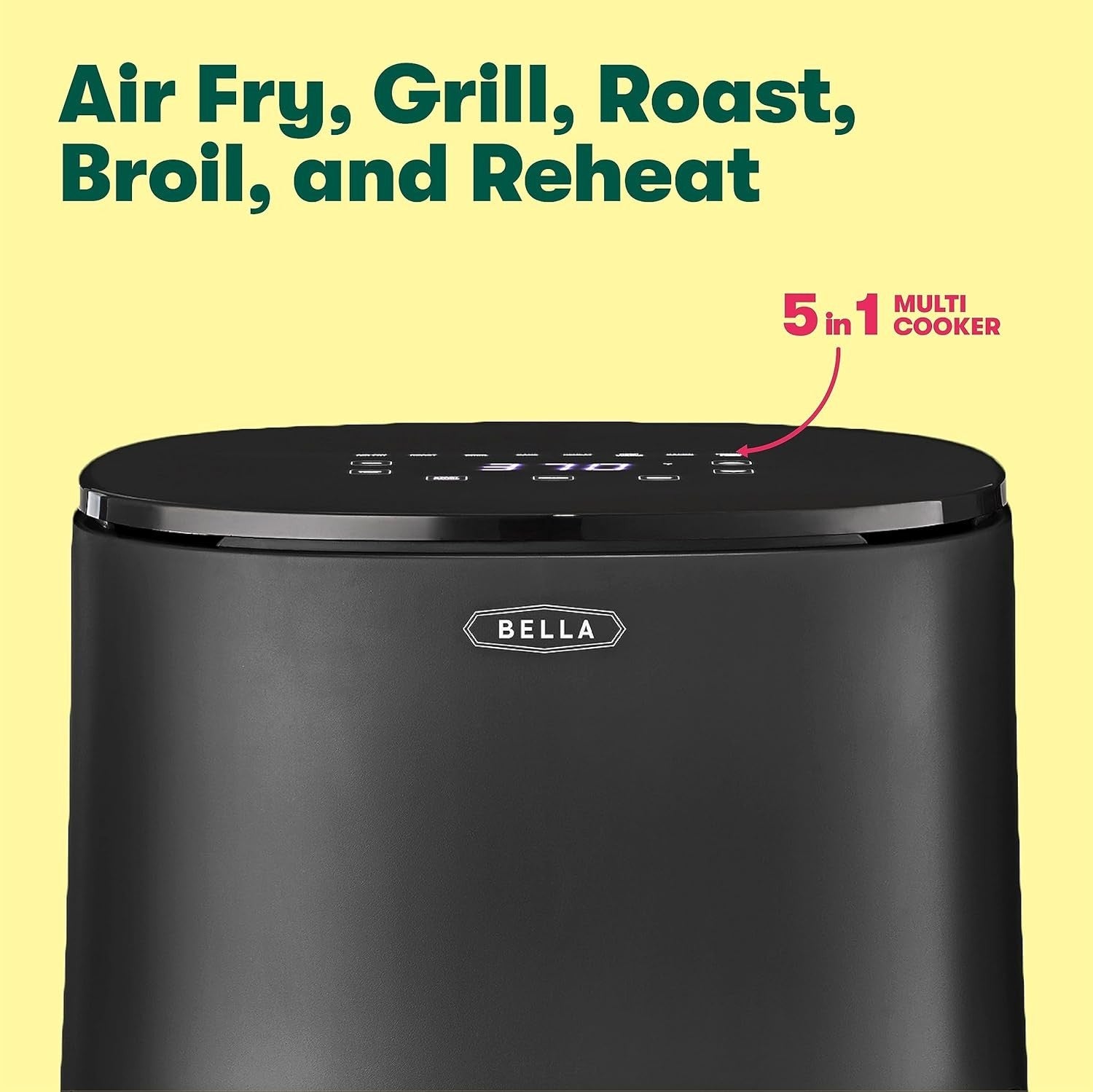 Compact Air Fryer 2.7L | Touchscreen Healthy Cooking 5-in-1 Easy Clean Black