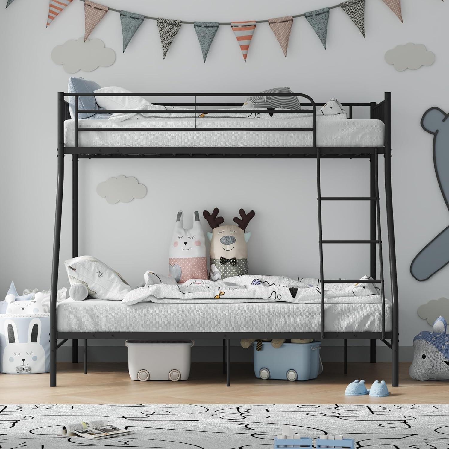 Triple Bunk Bed Frame Metal 3ft Single Over Double Space Saver Kids Adult
