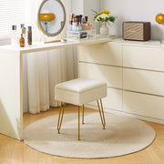 White Teddy Velvet Storage Ottoman Stool Modern Footrest Dressing Table Seat