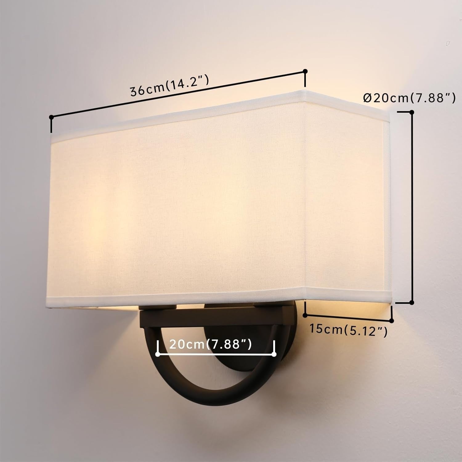 Modern Double Wall Light Fabric Shade Sconce for Bedroom & Living Room