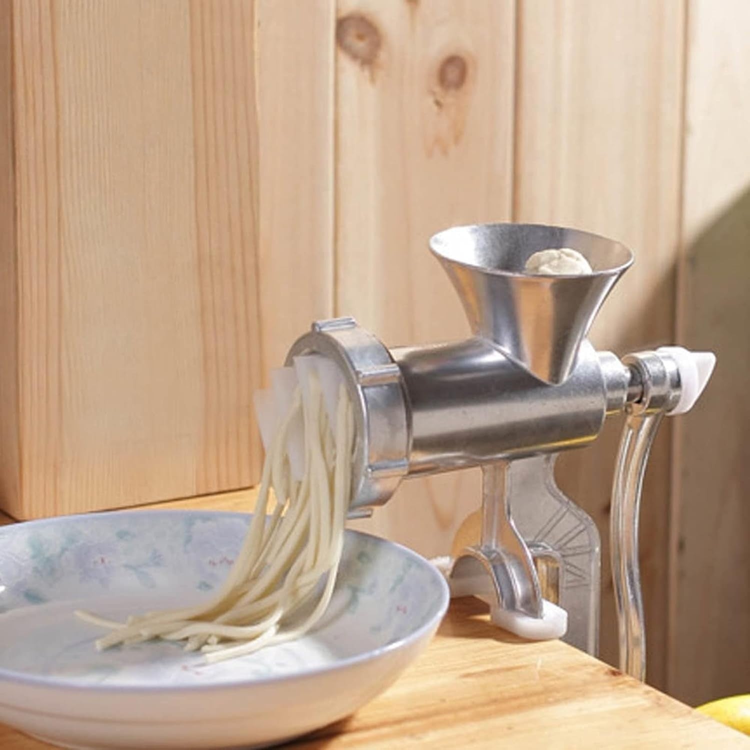 Manual Meat Grinder Sausage Maker Aluminium Hand Mincer Wooden Handle