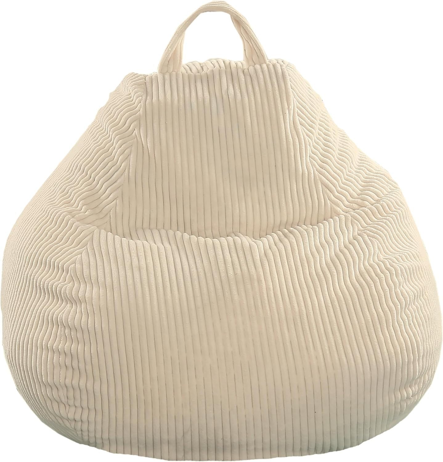 Comfortable Foam Filled Corduroy Bean Bag Chair for Adults & Kids - Off White