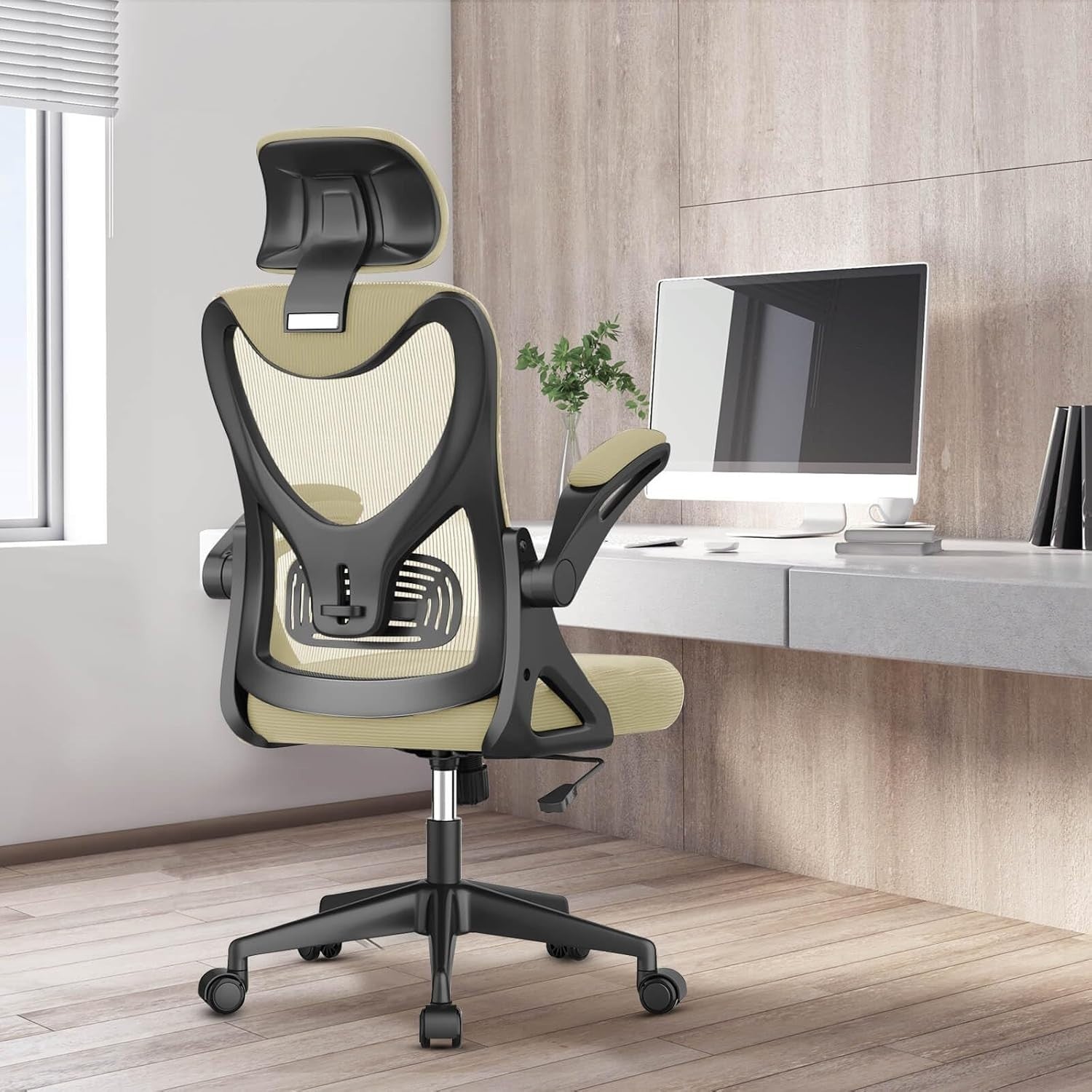 Ergonomic High Back Office Chair Adjustable Headrest Lumbar Support Mesh Flip-Up