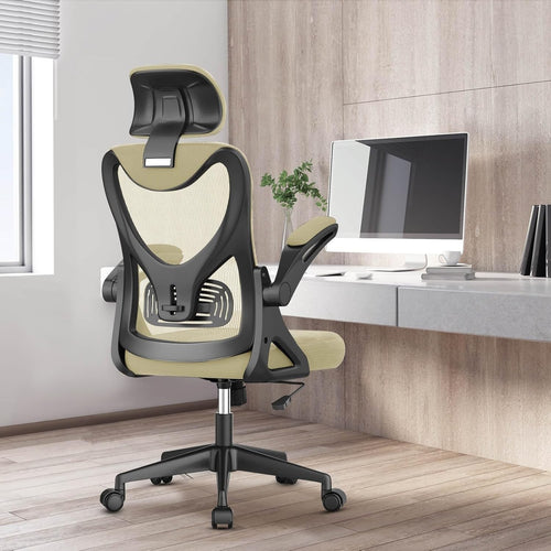 Ergonomic High Back Office Chair Adjustable Headrest Lumbar Support Mesh Flip-Up
