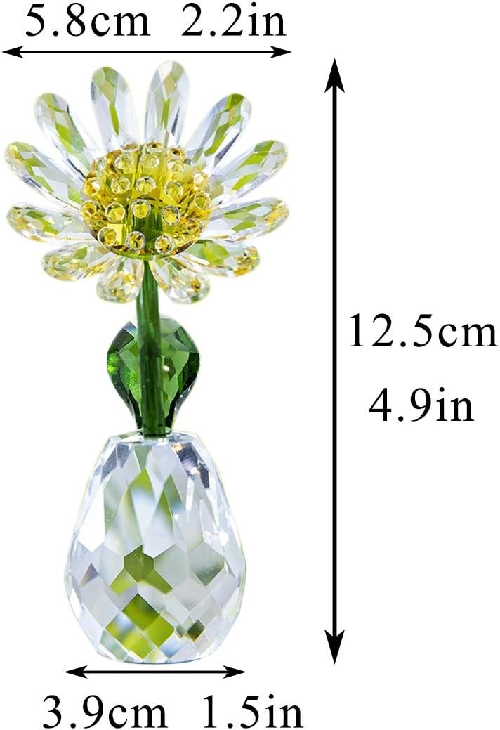 Yellow Crystal Daisy Figurine • K9 Glass Flower Ornament • Elegant Home Décor