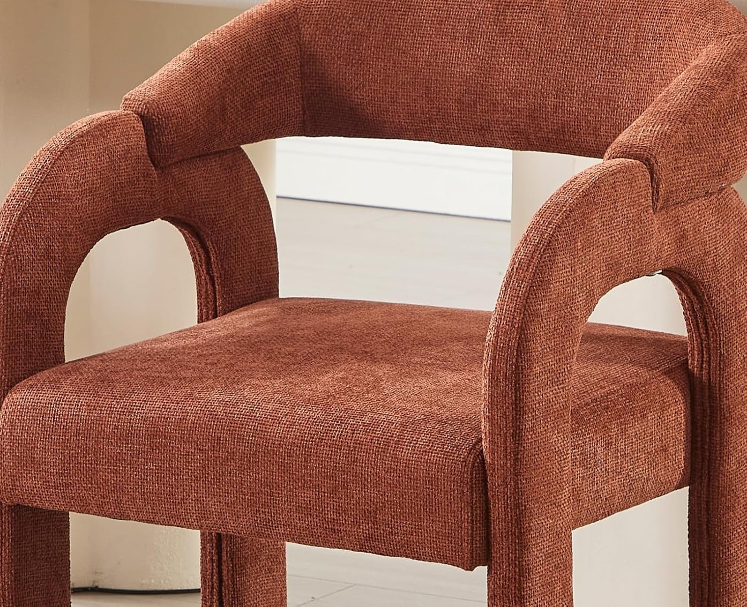 Orange Modern Dining Chairs Set of 2, Upholstered Armrest Tub Seats