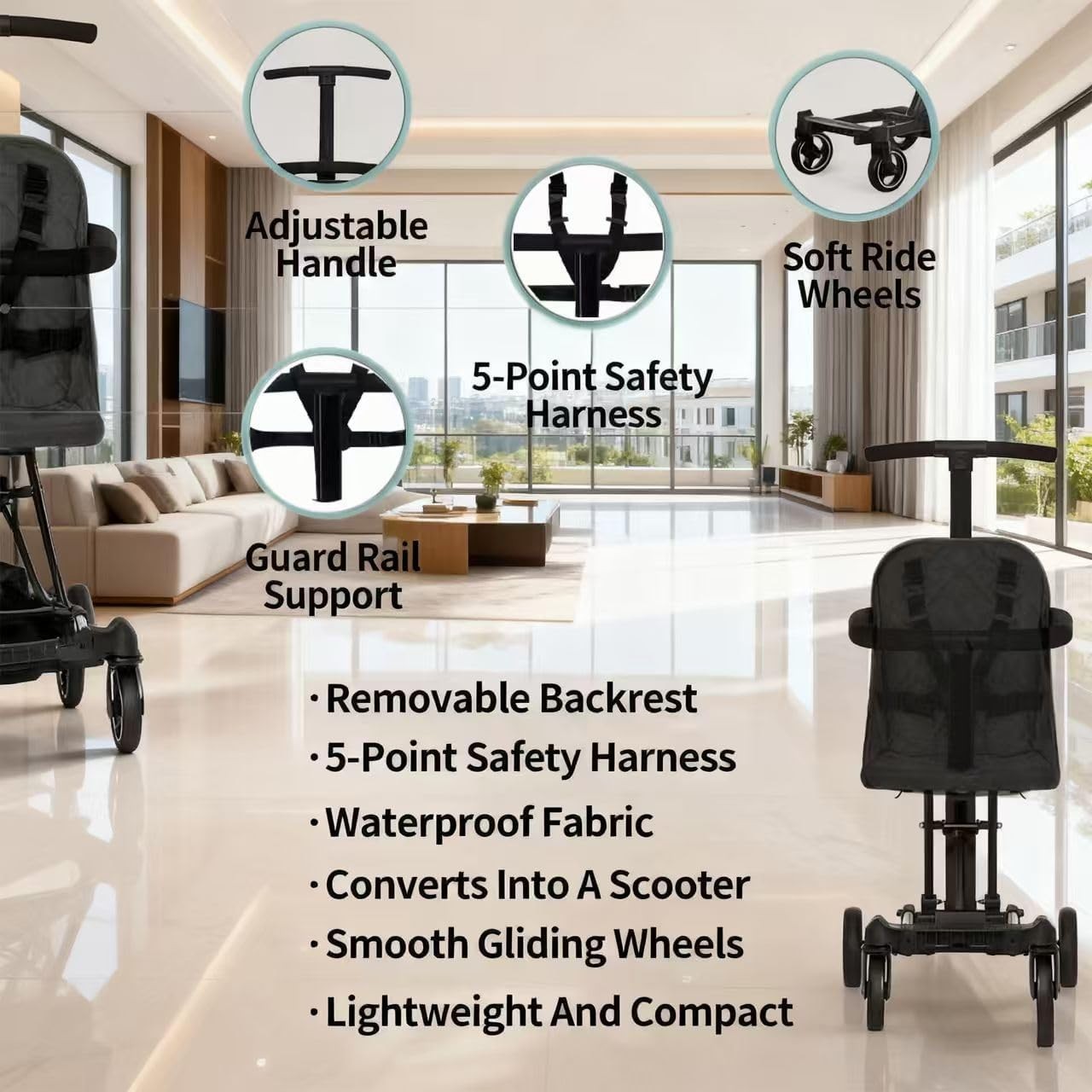 3in1 Baby Stroller Travel System Foldable Lightweight Toddler Buggy