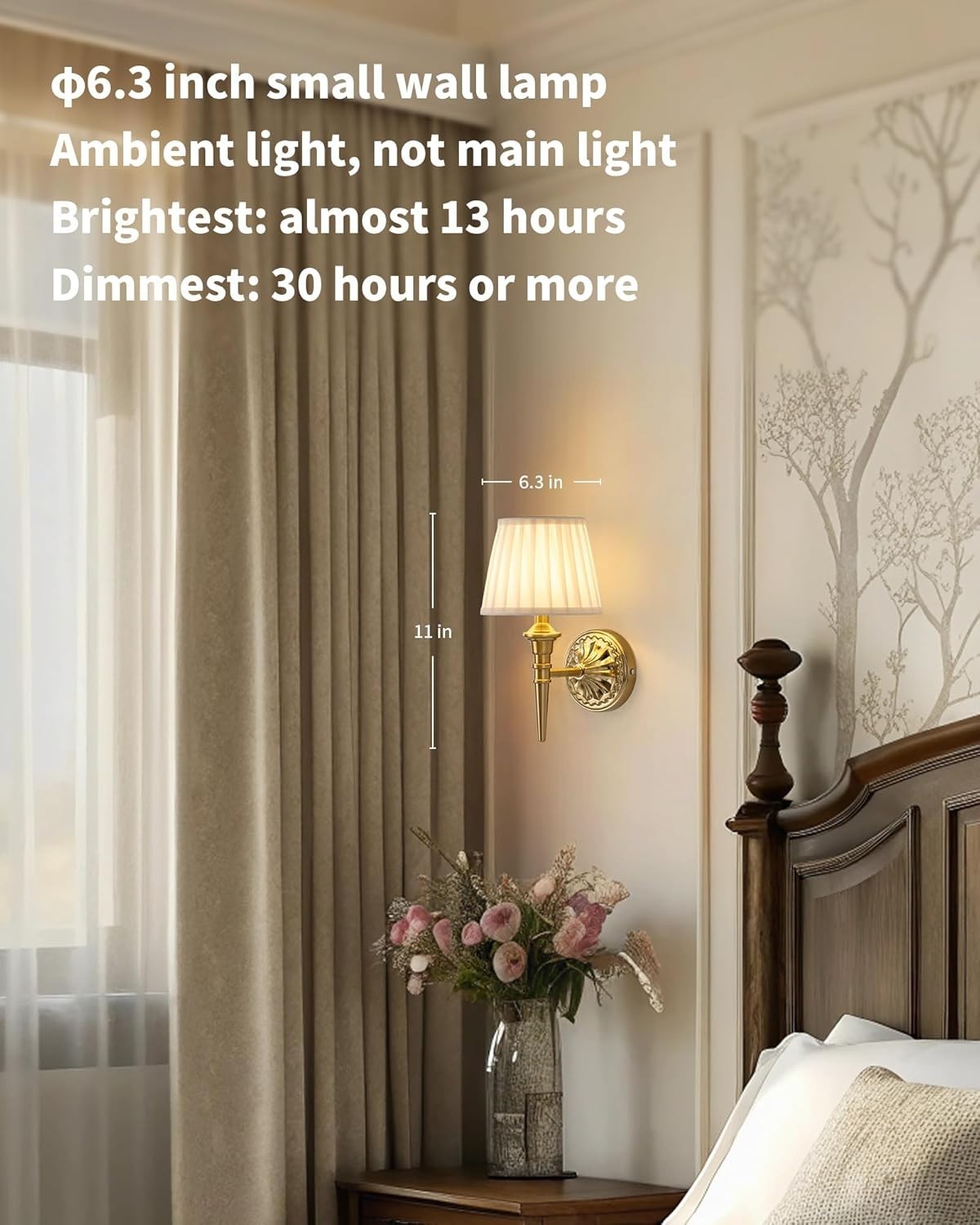 Cordless LED Wall Sconces with Fabric Shades, Dimmable, Rechargeable