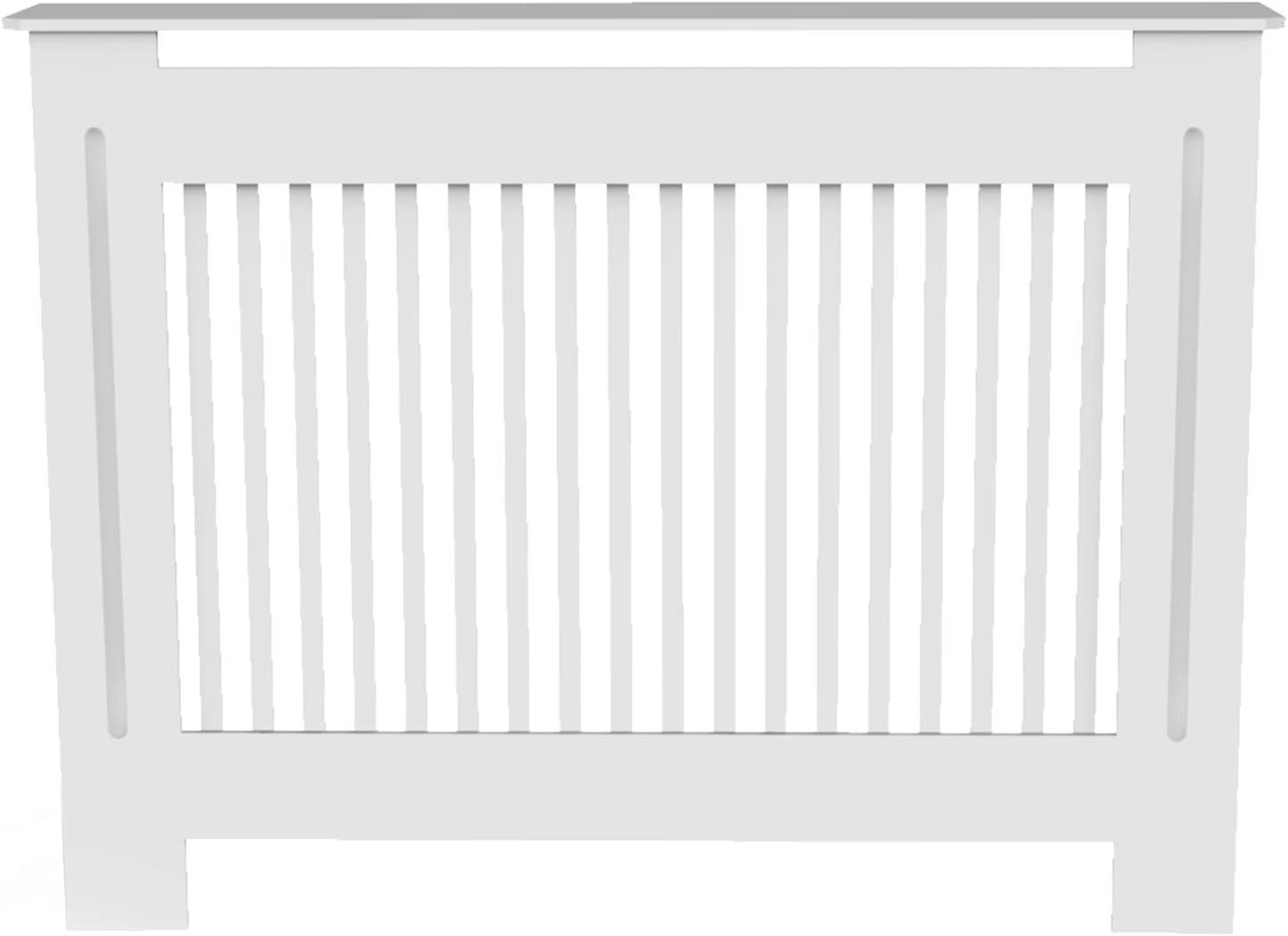 Modern White Radiator Cover Cabinet 92cm MDF Vertical Slatted Heater Shelf