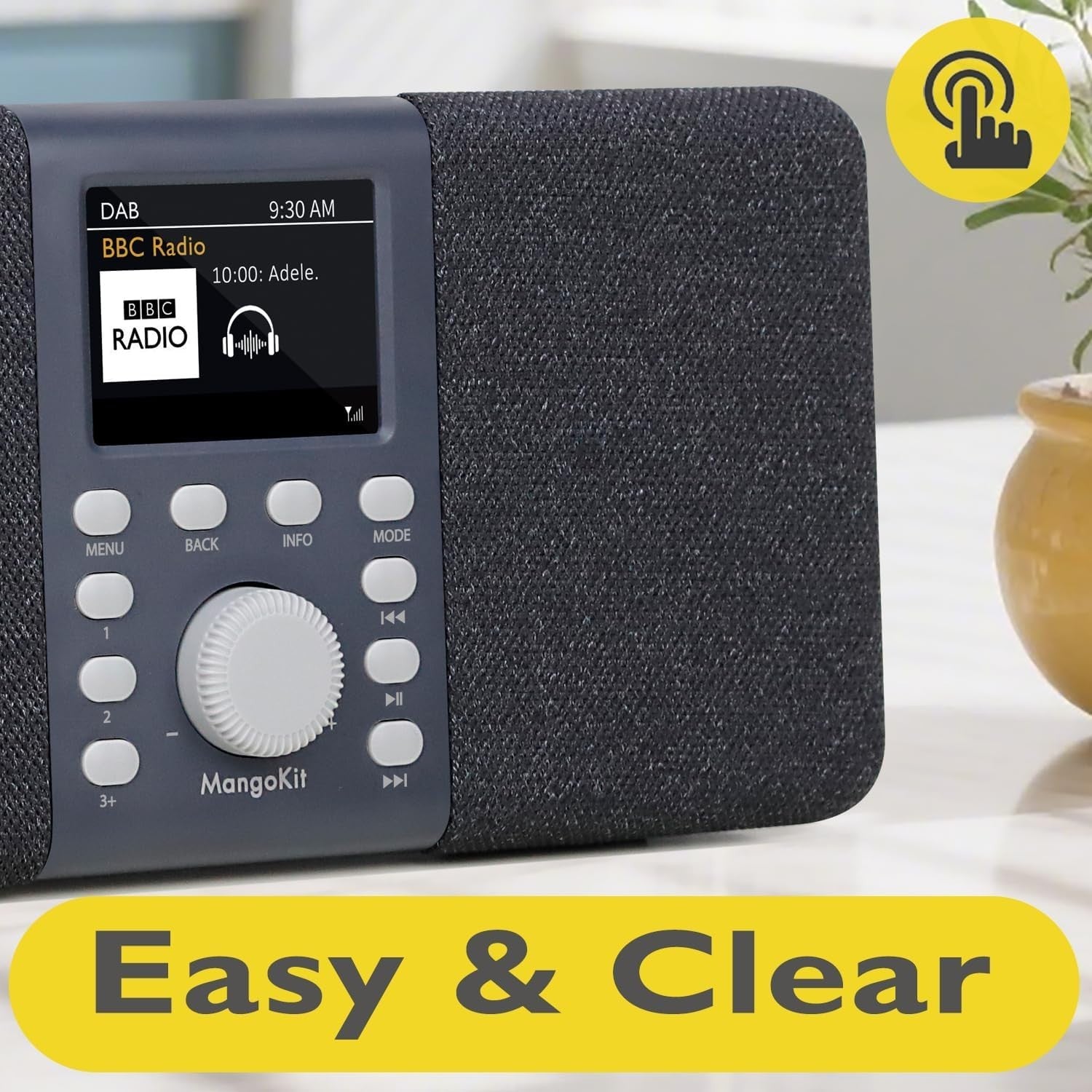 Stereo DAB DAB+ FM Radio Bluetooth Kitchen Alarm Dark Grey