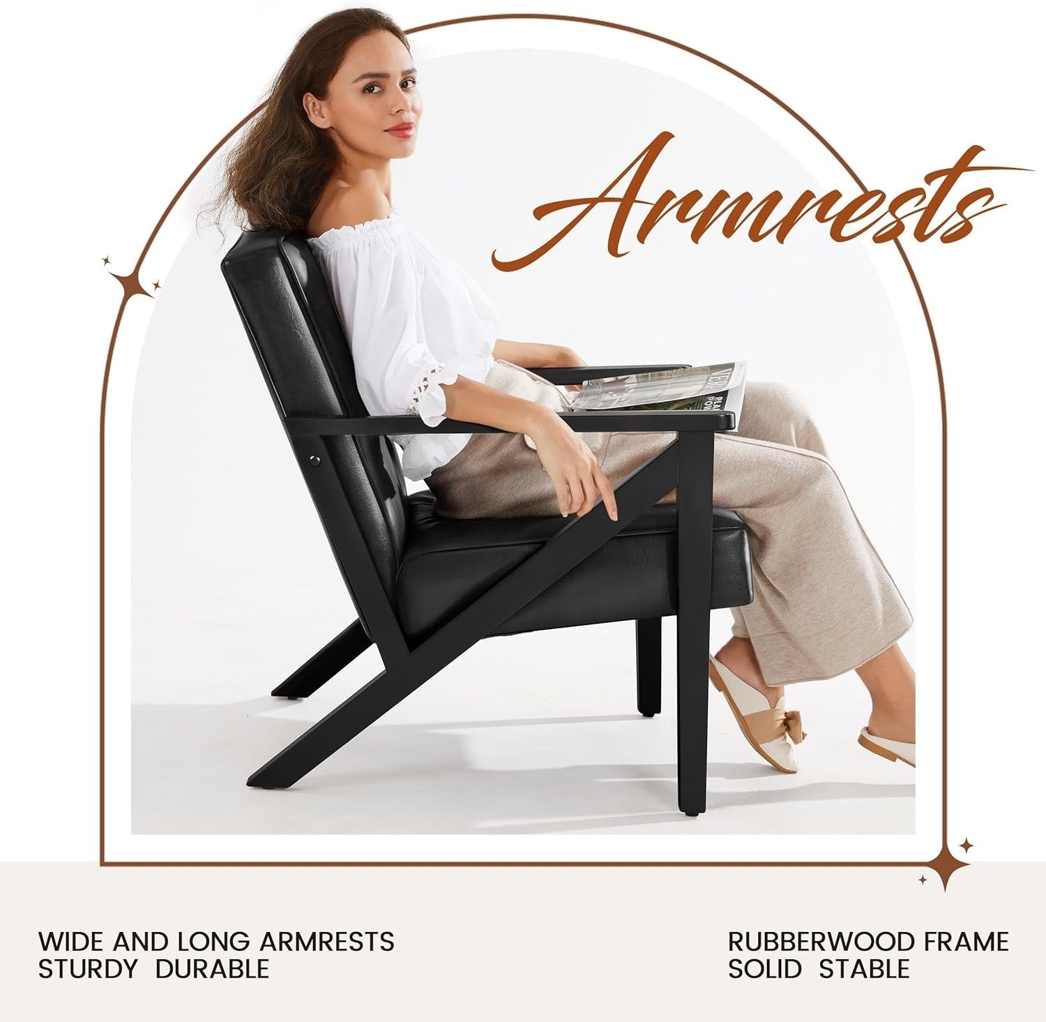 Stylish Black Faux Leather Lounge Armchair for Home