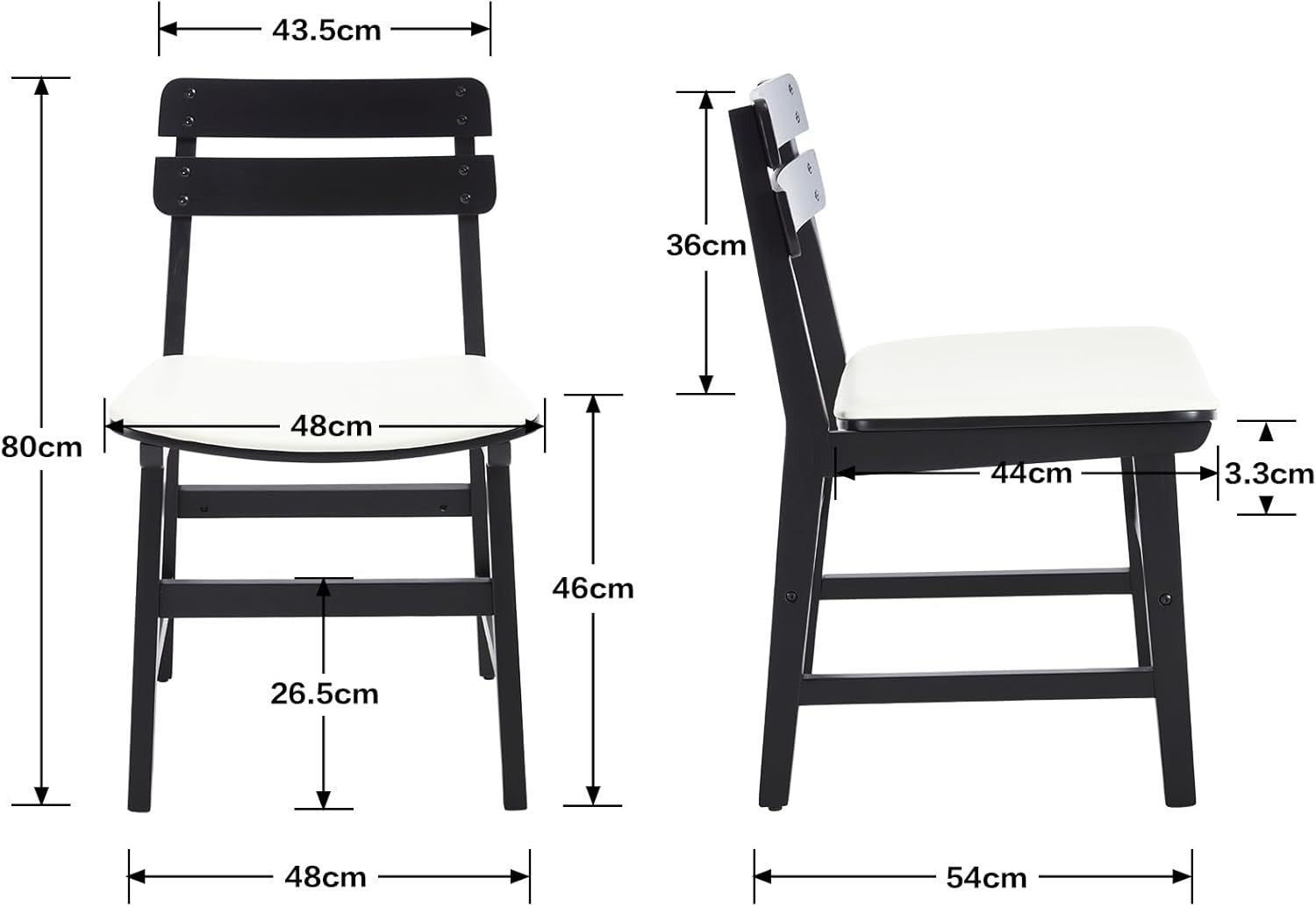 2 Pack PU Leather Dining Chairs Wooden Legs Mid Century Kitchen Seats