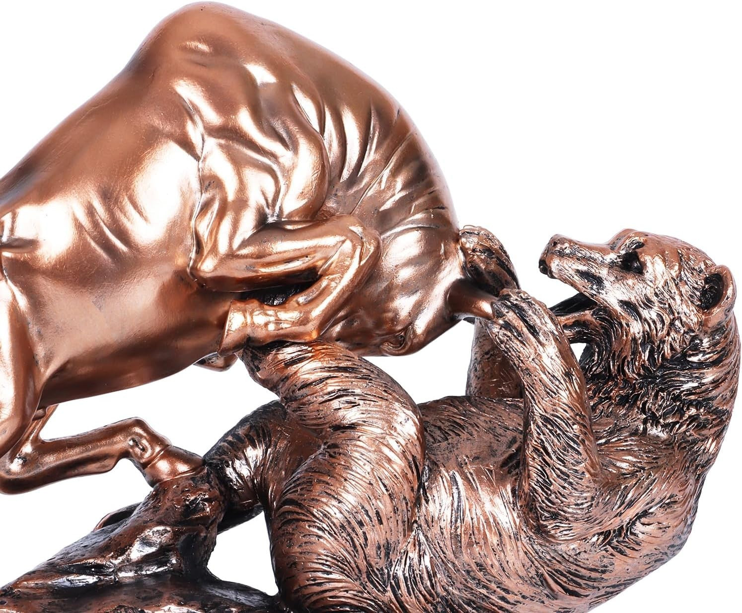 Bull and Bear Statue Bronze Resin Stock Market Office Desk Decor