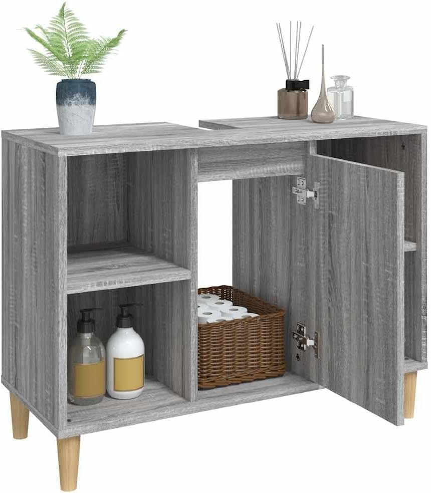 Grey Sonoma Bathroom Vanity Cabinet with Door & Shelves | Modern Under Sink