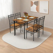 Vintage Rectangular Dining Set 4 Chairs Rustic Wood Kitchen Table Compact