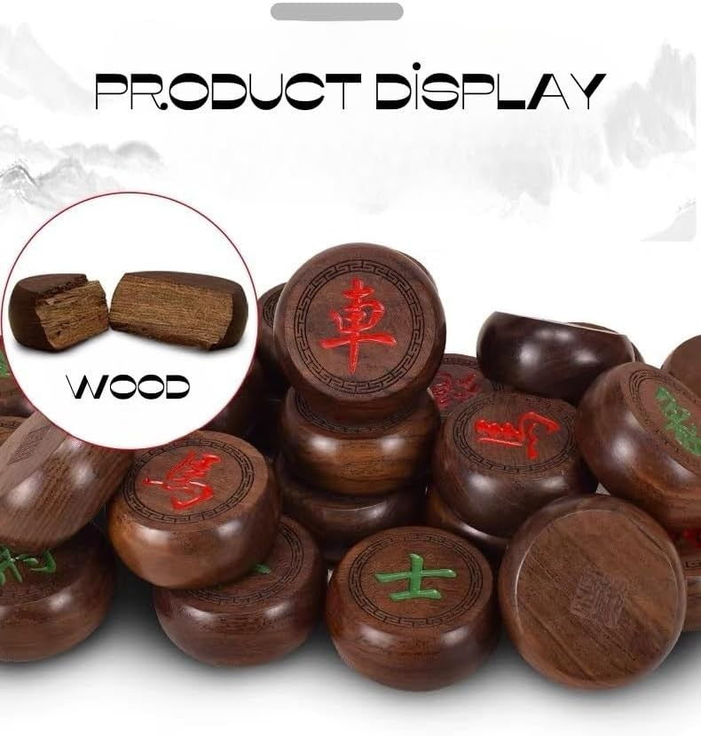 Wooden Xiangqi Chinese Chess Set Travel Box Strategy Game