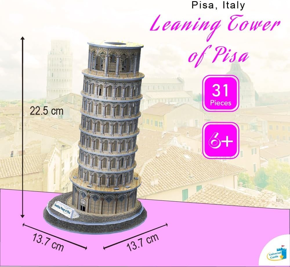 3D Leaning Tower of Pisa Puzzle DIY Model Kit for Adults Kids Gift