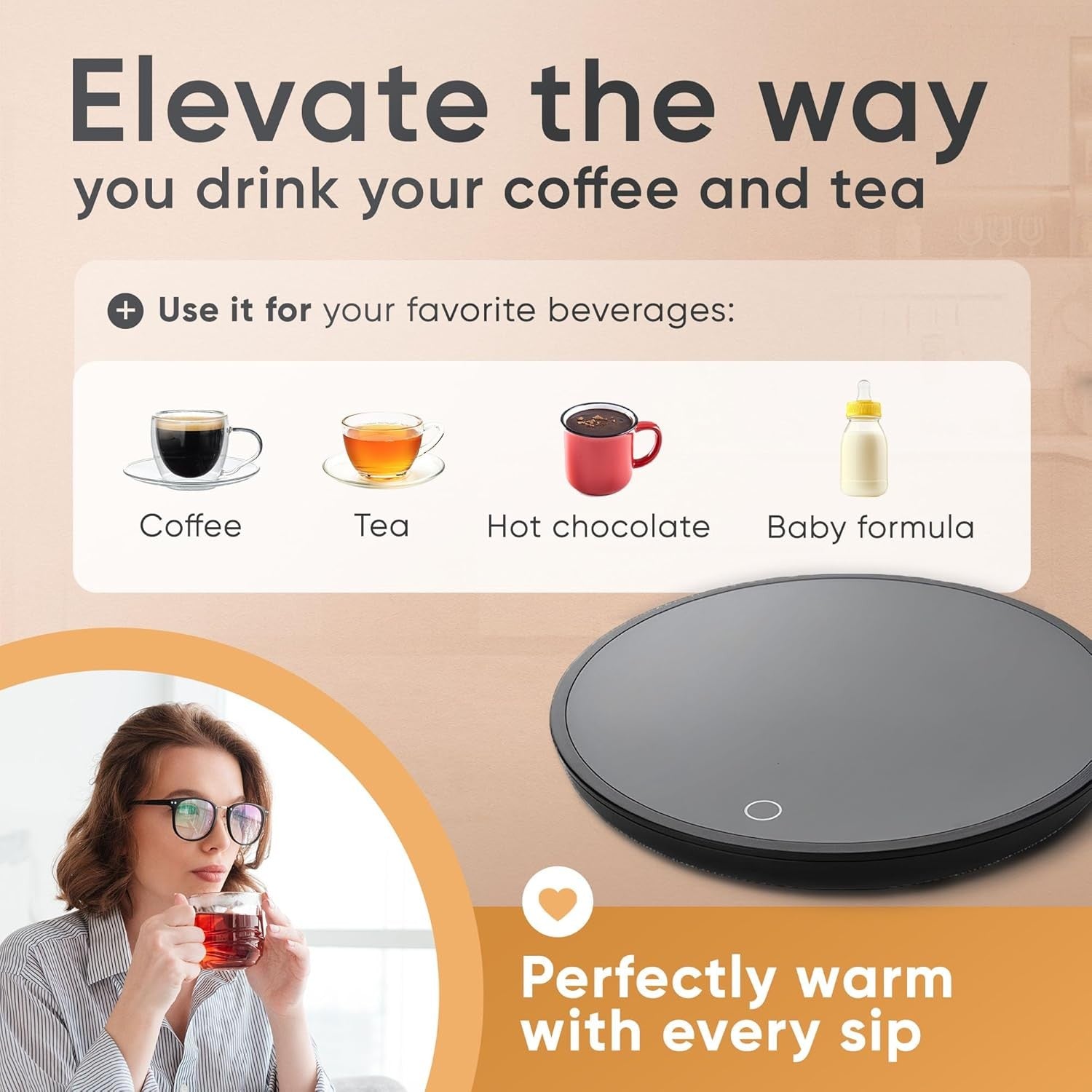 Coffee Mug Warmer Smart Desk Cup Heater Auto Shut Off 12cm